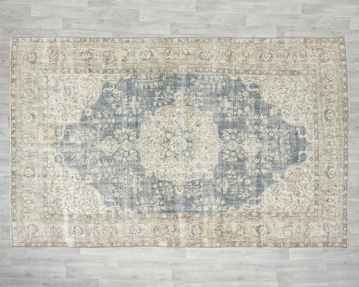 Blue Turkish Vintage Rug 6'11" x 10'4" Hand-Knotted | No. VR93229