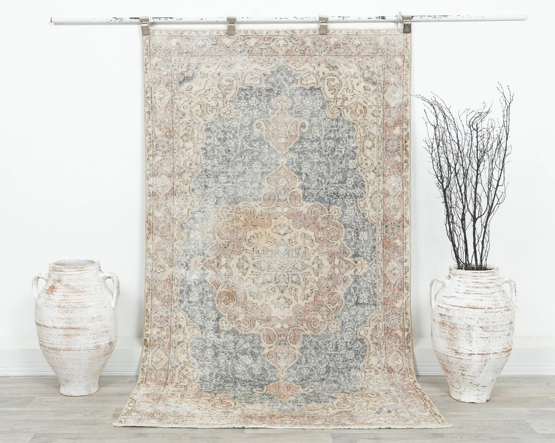Blue Turkish Oushak Rug 3' 8" x 6' 10" Hand-Knotted | No. VR93331