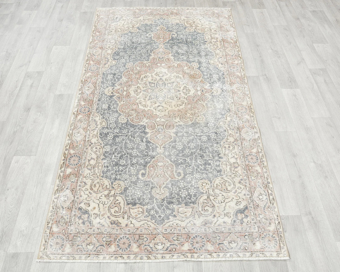 Blue Turkish Oushak Rug 3' 8" x 6' 10" Hand-Knotted | No. VR93331