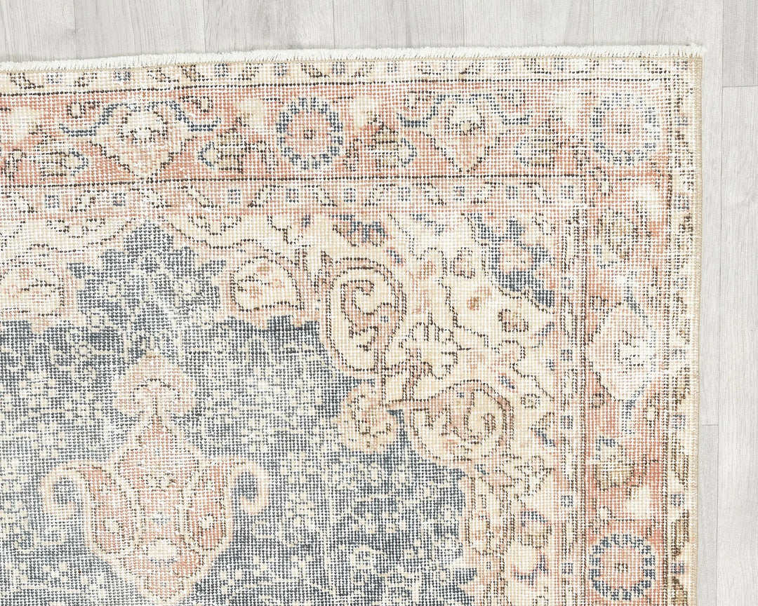 Blue Turkish Oushak Rug 3' 8" x 6' 10" Hand-Knotted | No. VR93331