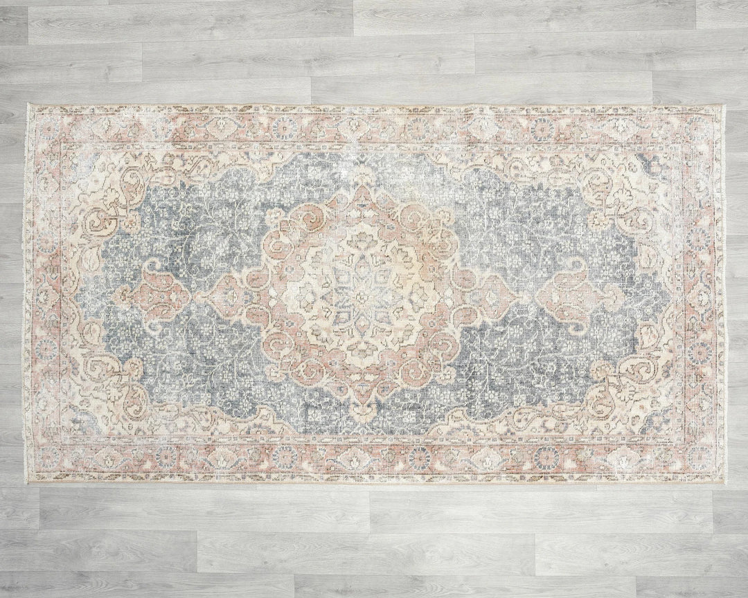 Blue Turkish Oushak Rug 3' 8" x 6' 10" Hand-Knotted | No. VR93331