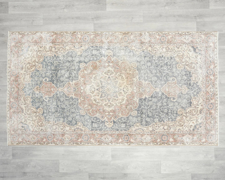 Blue Turkish Oushak Rug 3' 8" x 6' 10" Hand-Knotted | No. VR93331