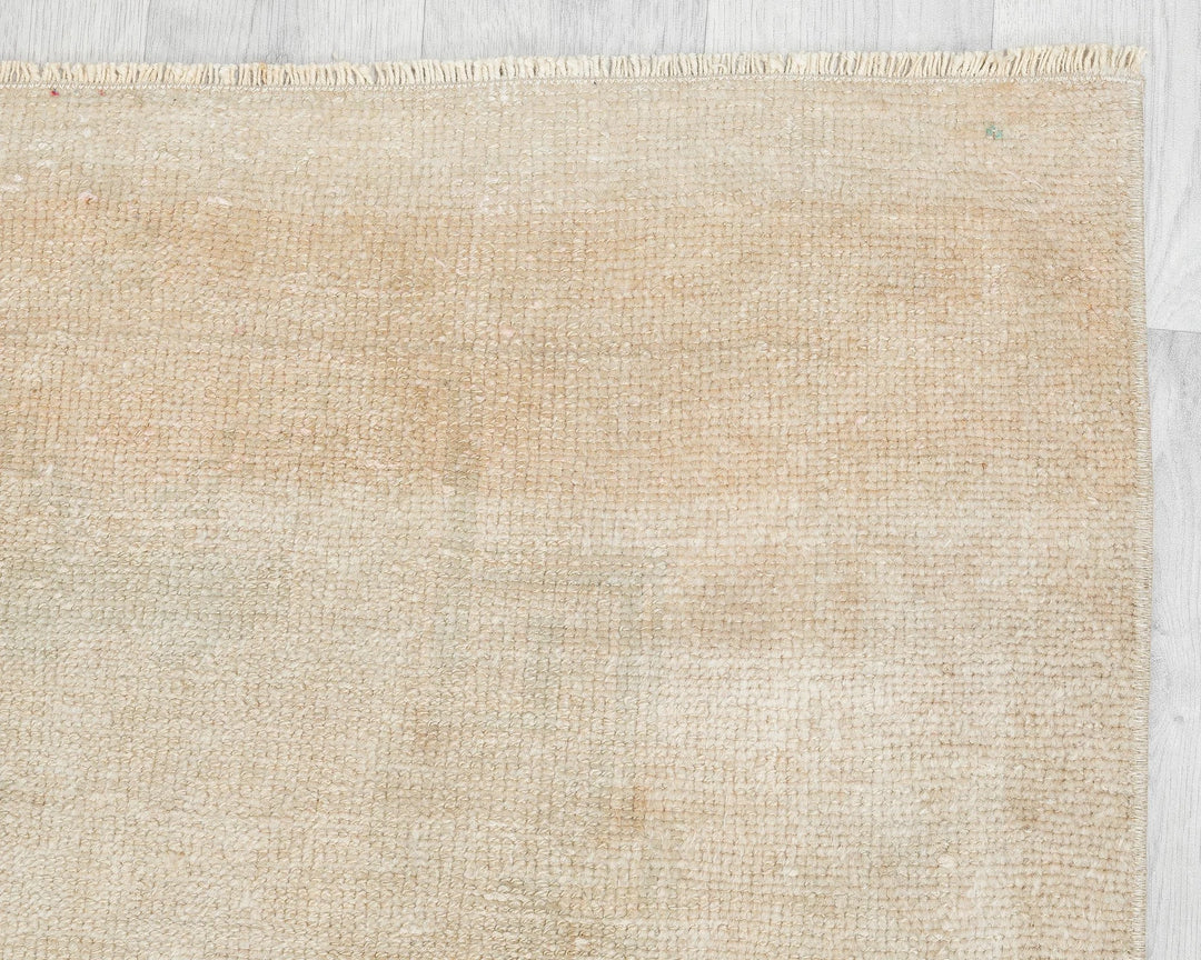Beige Turkish Oushak Rug 3' 1" x 11' 6" Hand-Knotted | No. VR93347