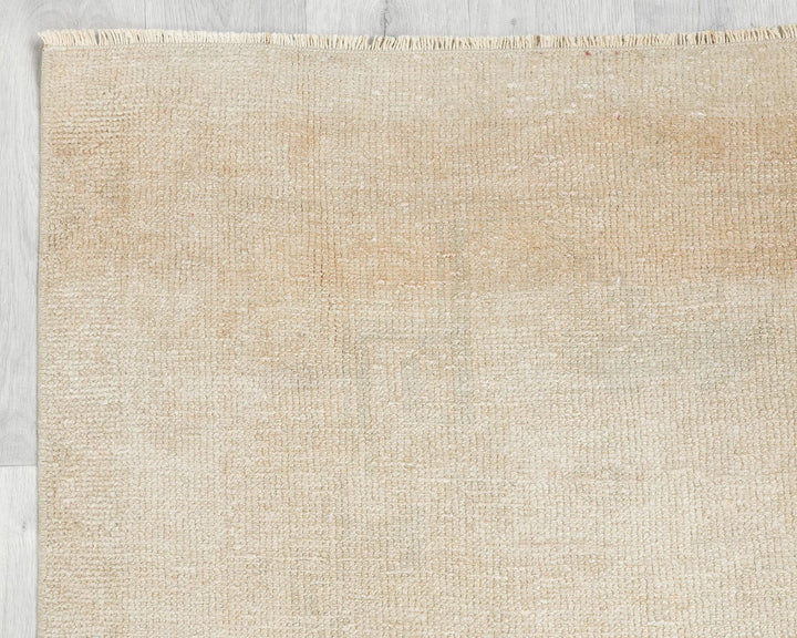 Beige Turkish Oushak Rug 3' 1" x 11' 6" Hand-Knotted | No. VR93347