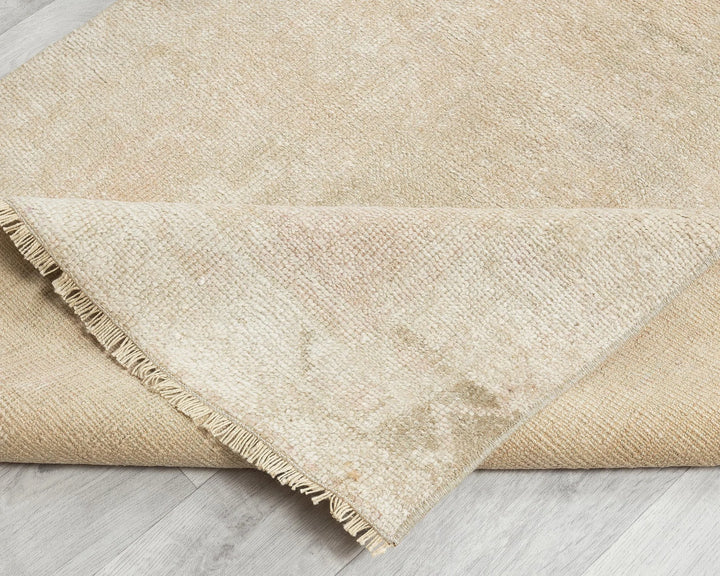 Beige Turkish Oushak Rug 3' 1" x 11' 6" Hand-Knotted | No. VR93347