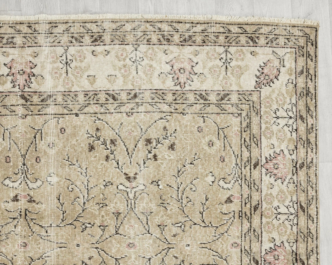 Multicolor Turkish Oushak Rug 6'3" x 10'2" Hand-Knotted | No. VR93810