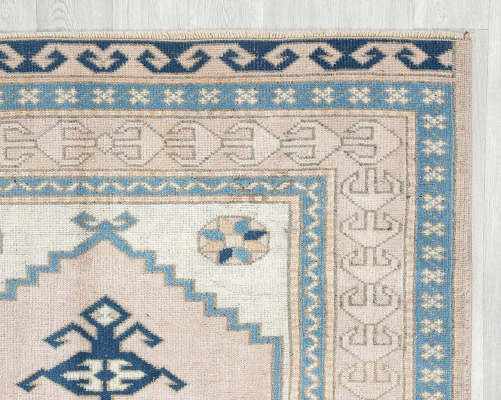 Beige Turkish Oushak Rug 4' 1" x 6' 1" Hand-Knotted | No. VR93814