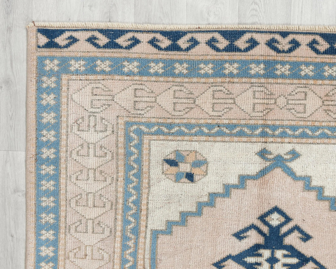Beige Turkish Oushak Rug 4' 1" x 6' 1" Hand-Knotted | No. VR93814