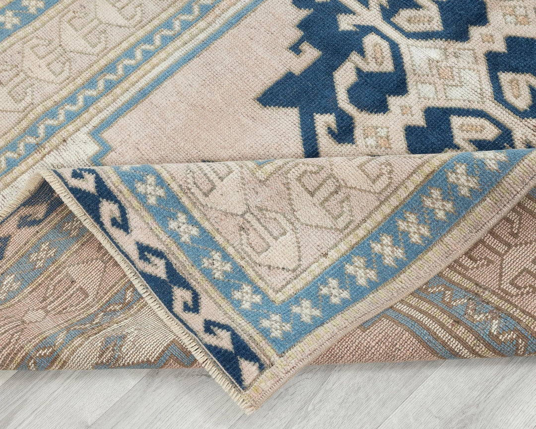 Beige Turkish Oushak Rug 4' 1" x 6' 1" Hand-Knotted | No. VR93814