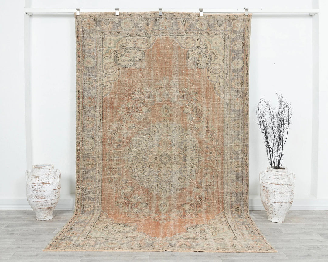 Multicolor Turkish Oushak Rug 5' 11" x 9' 7" Hand-Knotted | No. VR93882