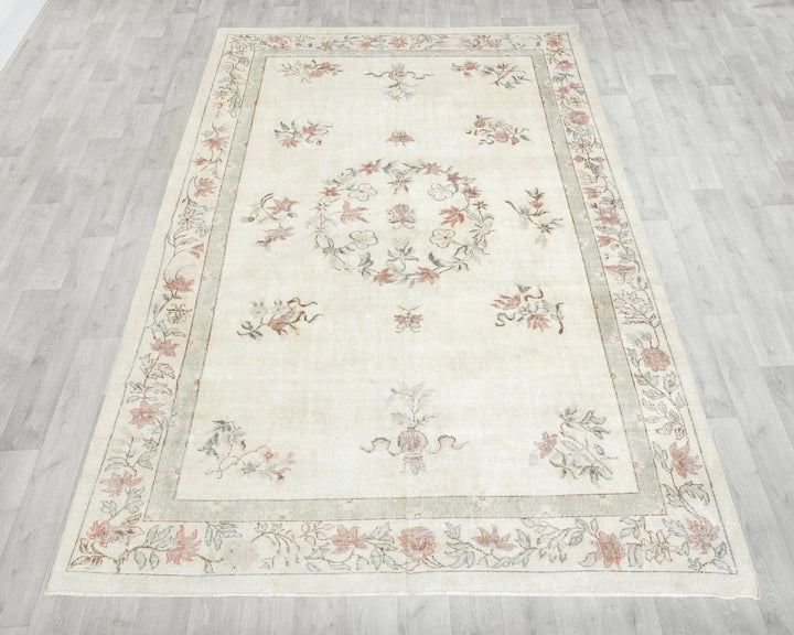 Beige Turkish Oushak Rug 6' 6" x 9' 11" Hand-Knotted view 9
