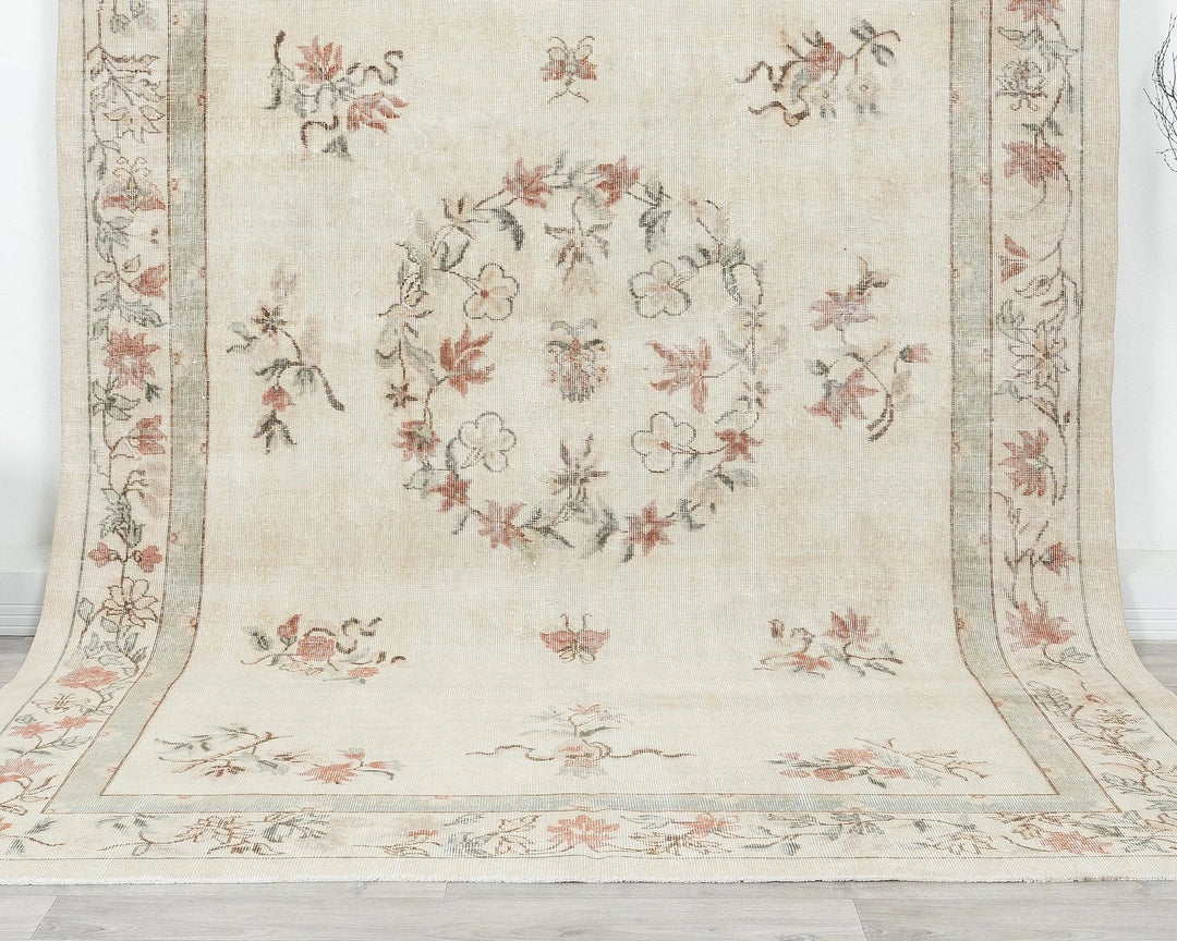 Beige Turkish Oushak Rug 6' 6" x 9' 11" Hand-Knotted view