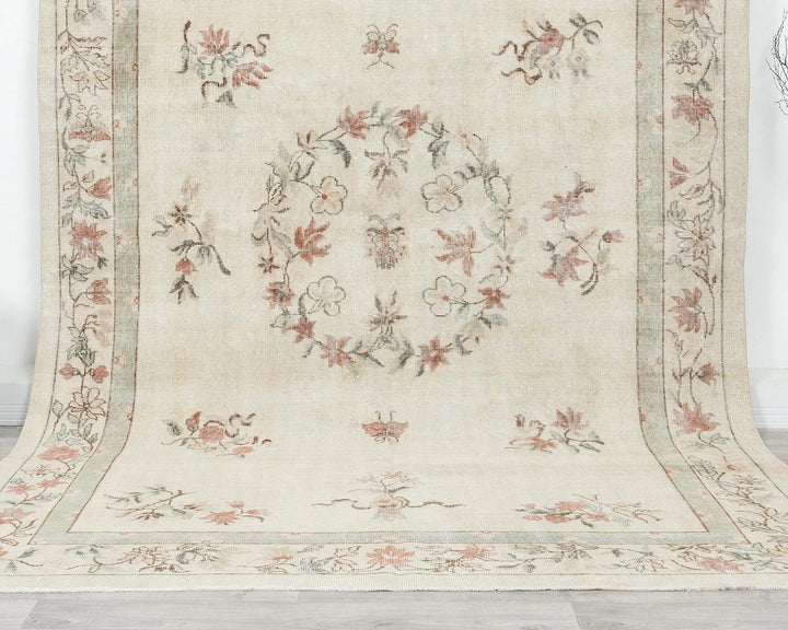 Beige Turkish Oushak Rug 6' 6" x 9' 11" Hand-Knotted view