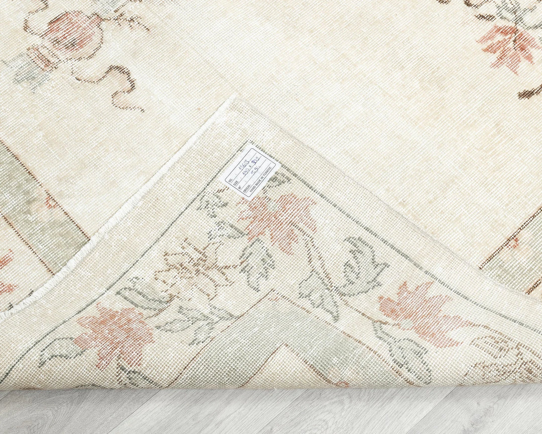 Beige Turkish Oushak Rug 6' 6" x 9' 11" Hand-Knotted texture