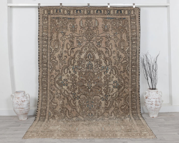 Multicolor Turkish Oushak Rug 6'6" x 10' Hand-Knotted