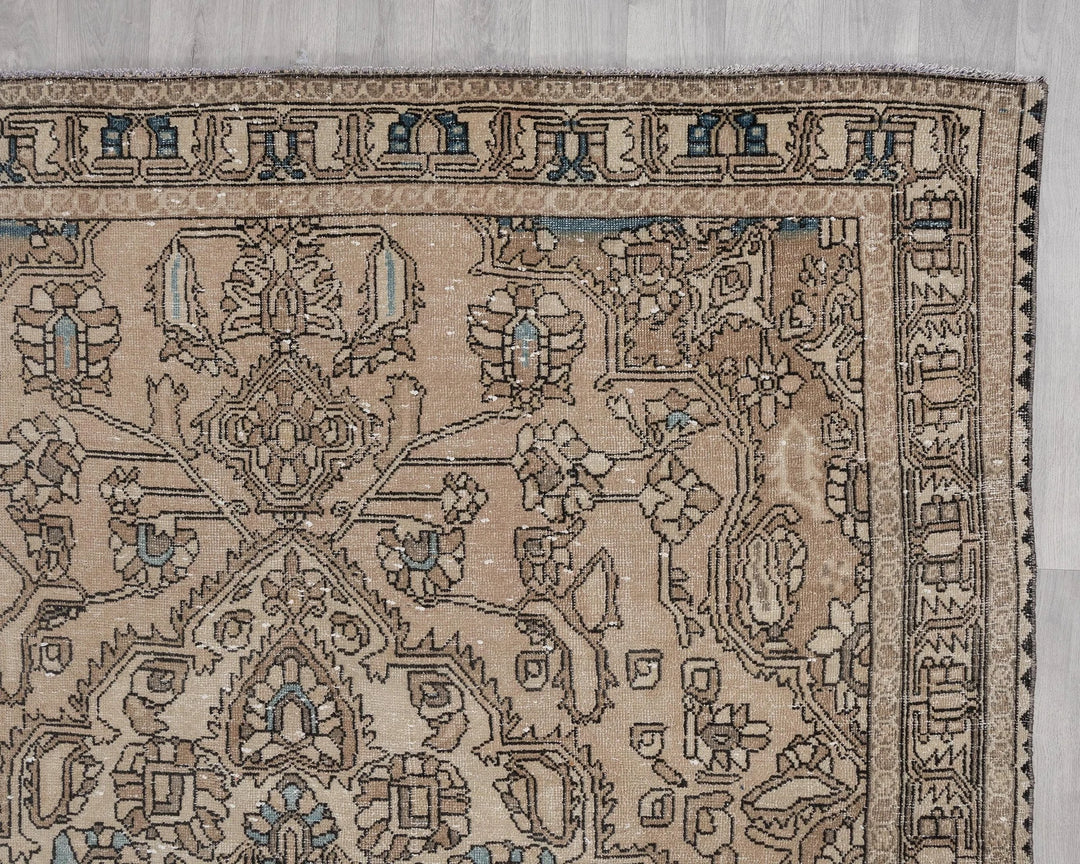 Multicolor Turkish Oushak Rug 6'6" x 10' Hand-Knotted pattern