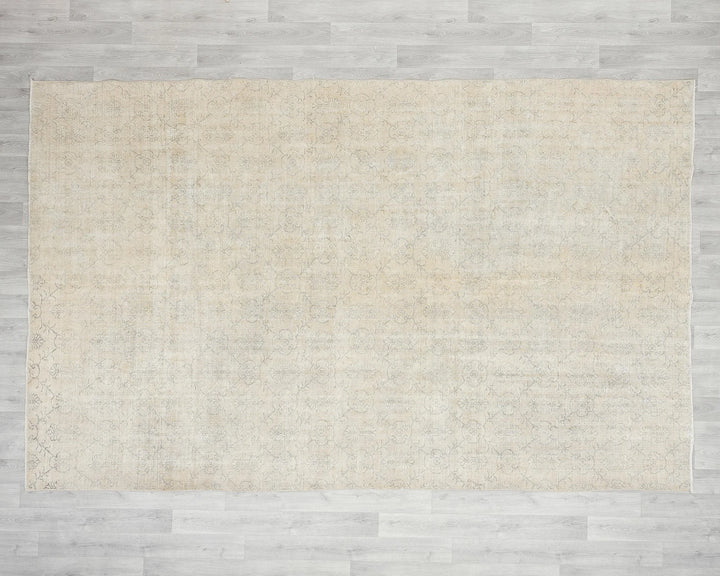 Beige Turkish Oushak Rug 7'2" x 10'7" Hand-Knotted | No. VR94229