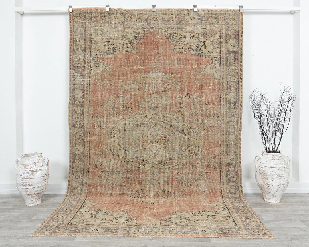 Multicolor Turkish Oushak Rug 6' x 9' 4" Hand-Knotted | No. VR94483