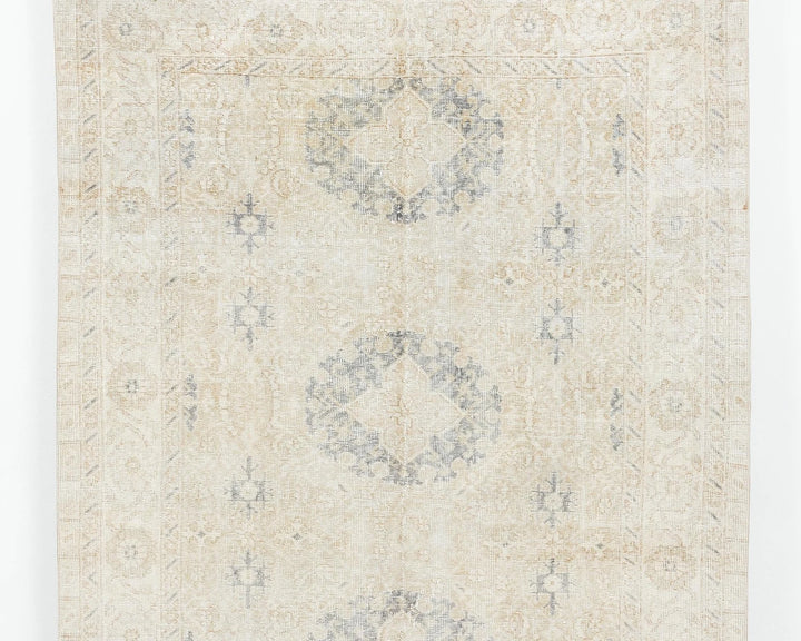 Beige Turkish Oushak Rug 4' 11" x 8' 2" Hand-Knotted | No. VR94806