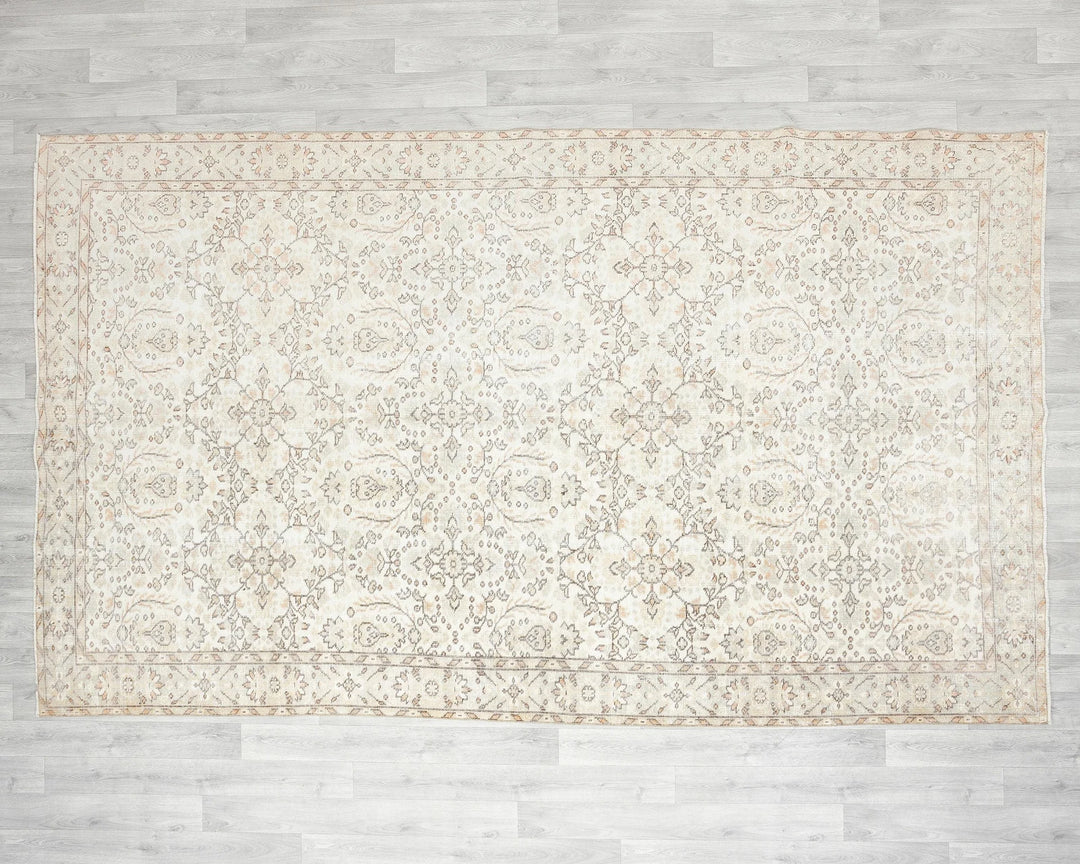 Beige Turkish Oushak Rug 6' 9" x 10' 4" Hand-Knotted | No. VR94920