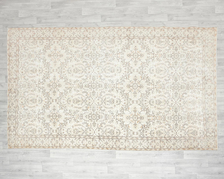 Beige Turkish Oushak Rug 6' 9" x 10' 4" Hand-Knotted | No. VR94920