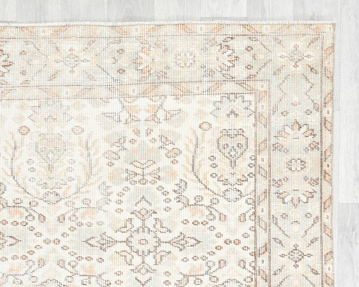 Beige Turkish Oushak Rug 6' 9" x 10' 4" Hand-Knotted | No. VR94920