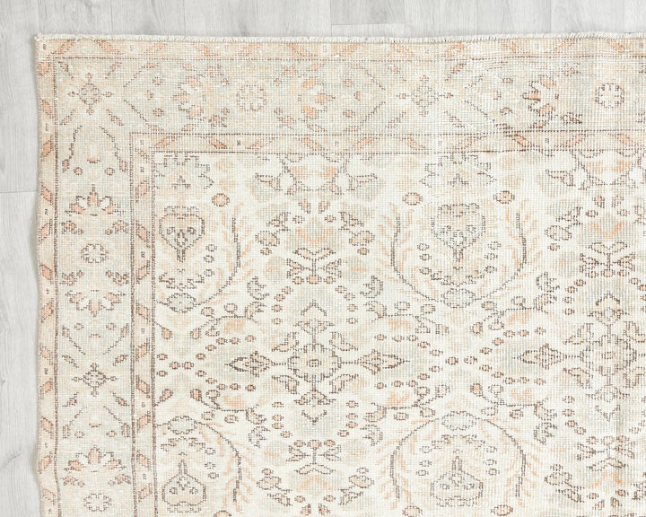 Beige Turkish Oushak Rug 6' 9" x 10' 4" Hand-Knotted | No. VR94920