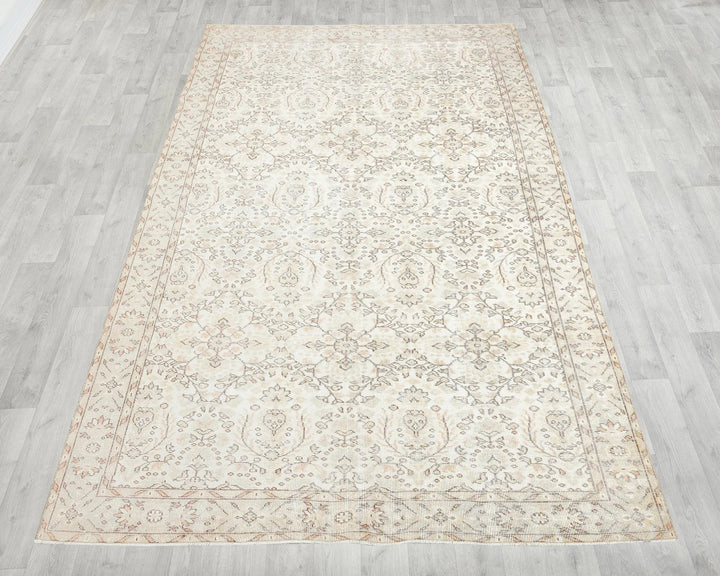 Beige Turkish Oushak Rug 6' 9" x 10' 4" Hand-Knotted | No. VR94920