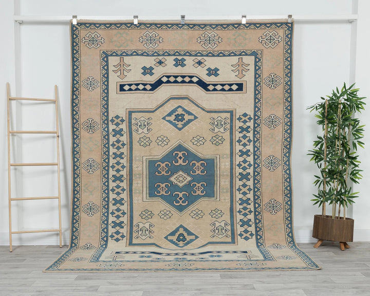 Multicolor Turkish Oushak Rug 6'7" x 9'2" Hand-Knotted | No. VR94968