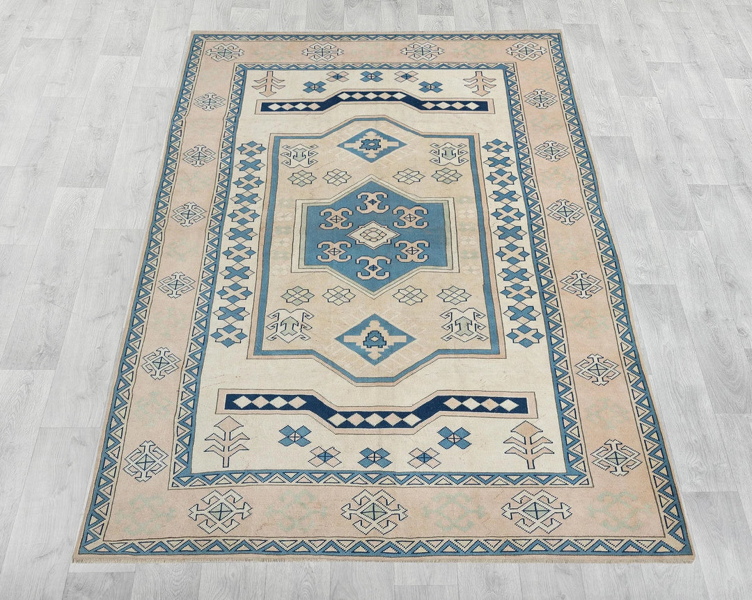 Multicolor Turkish Oushak Rug 6'7" x 9'2" Hand-Knotted | No. VR94968