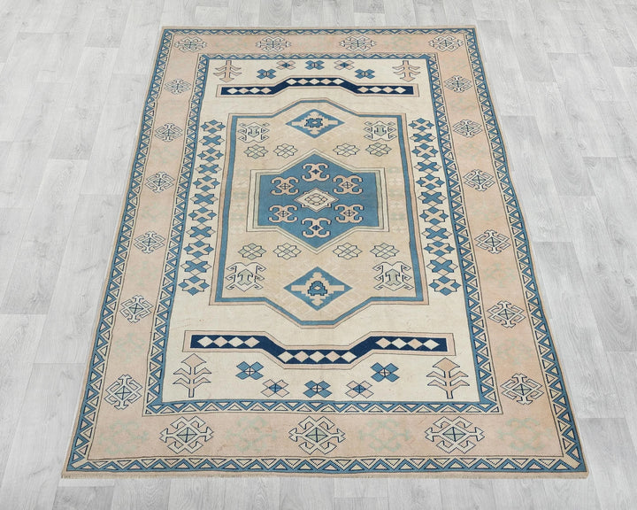 Multicolor Turkish Oushak Rug 6'7" x 9'2" Hand-Knotted | No. VR94968