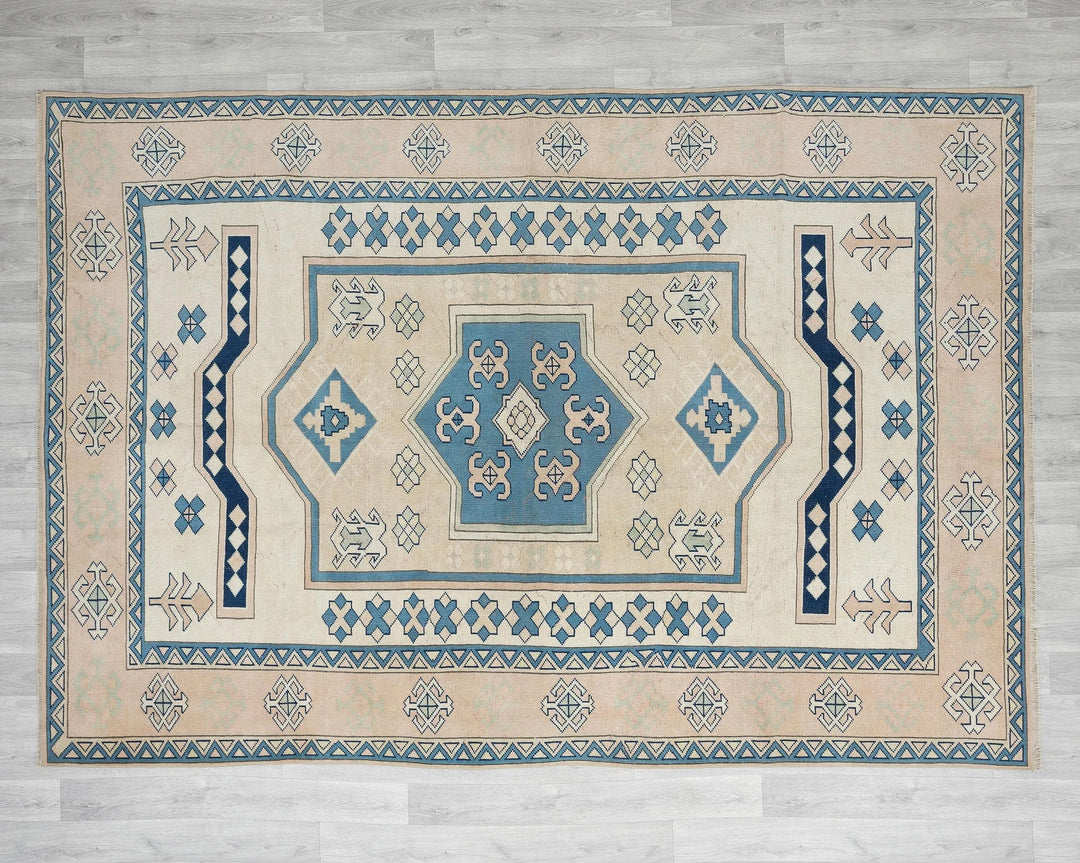 Multicolor Turkish Oushak Rug 6'7" x 9'2" Hand-Knotted | No. VR94968