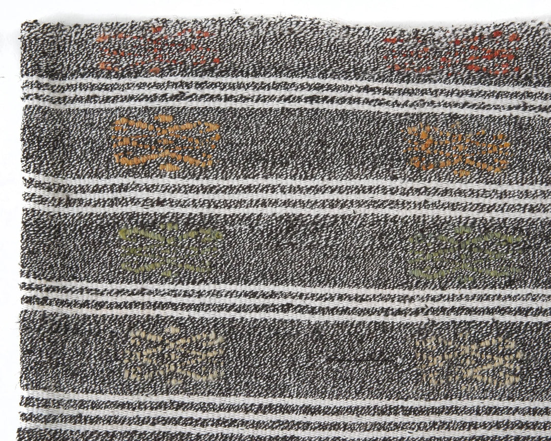 Gray Turkish Kilim Rug 3'8" x 9'11" Flat-Weave | No. VR95001
