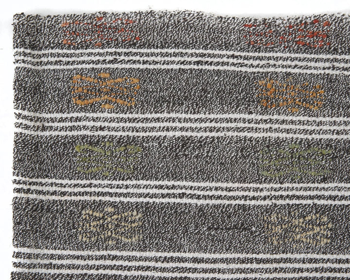 Gray Turkish Kilim Rug 3'8" x 9'11" Flat-Weave | No. VR95001