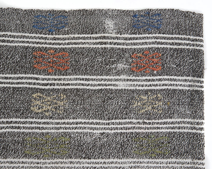 Gray Turkish Kilim Rug 3'8" x 9'11" Flat-Weave | No. VR95001