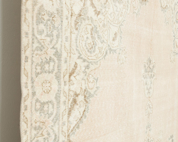 Beige Turkish Oushak Rug 6'7" x 10'6" Hand-Knotted | No. VR95180