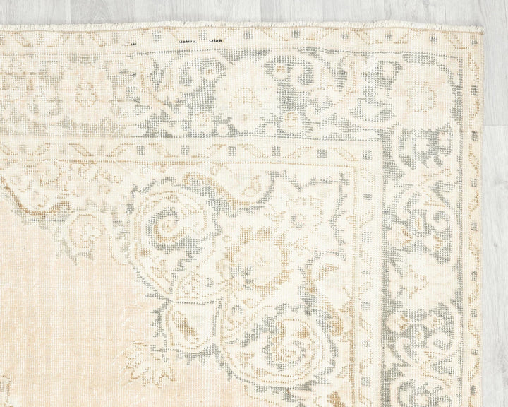 Beige Turkish Oushak Rug 6'7" x 10'6" Hand-Knotted | No. VR95180