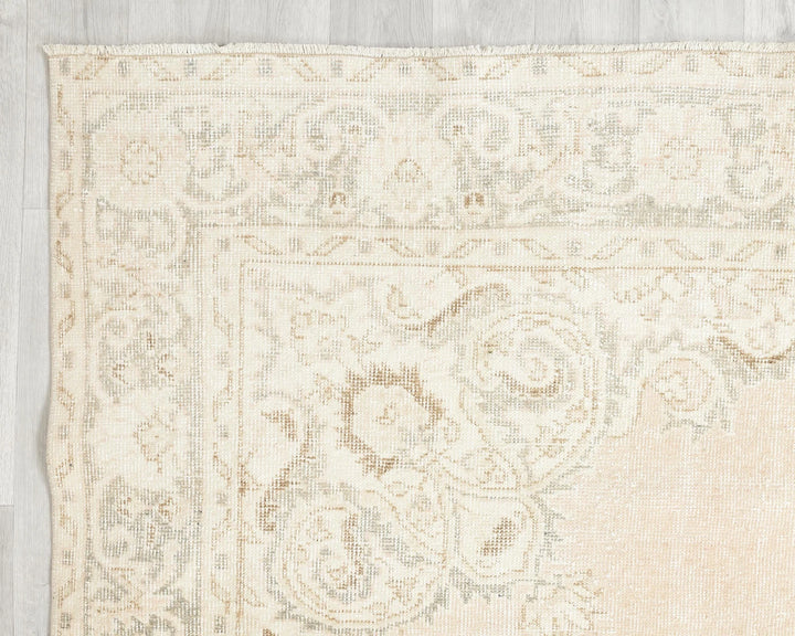 Beige Turkish Oushak Rug 6'7" x 10'6" Hand-Knotted | No. VR95180