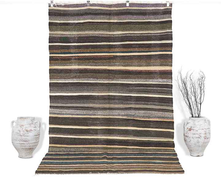 Multicolor Turkish Kilim Rug 9' x 5' 5" Flat-Weave | No. VR95248