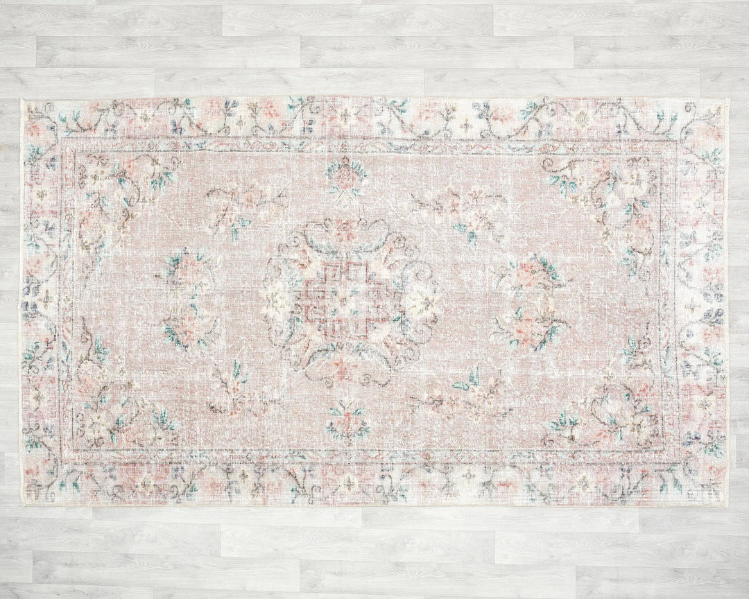 Pink Turkish Oushak Rug 5'1" x 8'6" Hand-Knotted view 9