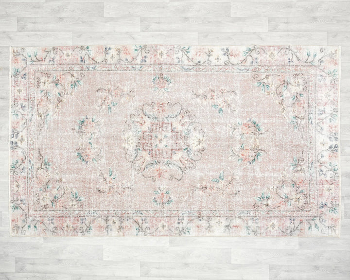 Pink Turkish Oushak Rug 5'1" x 8'6" Hand-Knotted view 9