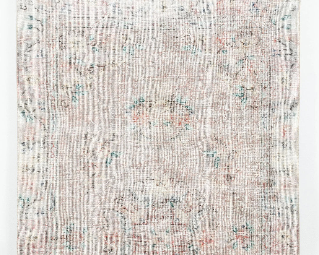 Pink Turkish Oushak Rug 5'1" x 8'6" Hand-Knotted detail