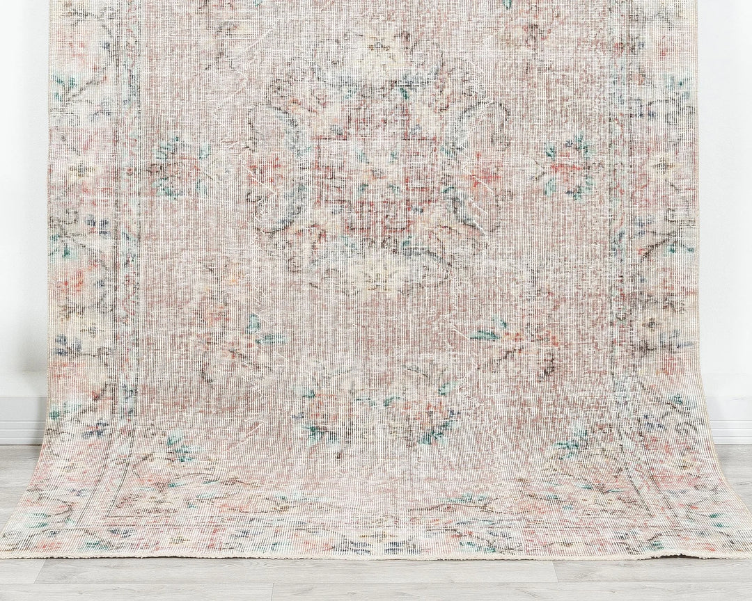 Pink Turkish Oushak Rug 5'1" x 8'6" Hand-Knotted view