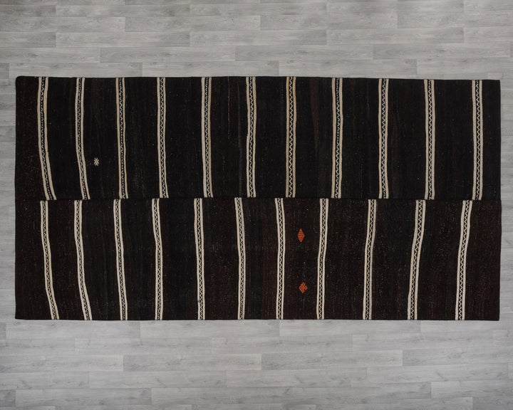 Brown Turkish Kilim Rug 6' x 12' Flat-Weave view 9