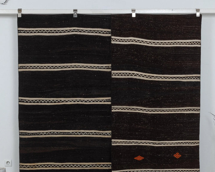 Brown Turkish Kilim Rug 6' x 12' Flat-Weave view