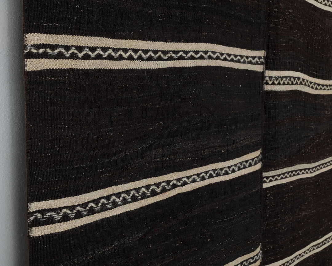 Brown Turkish Kilim Rug 6' x 12' Flat-Weave close-up