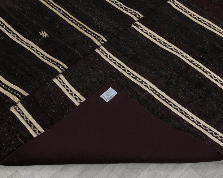 Brown Turkish Kilim Rug 6' x 12' Flat-Weave field