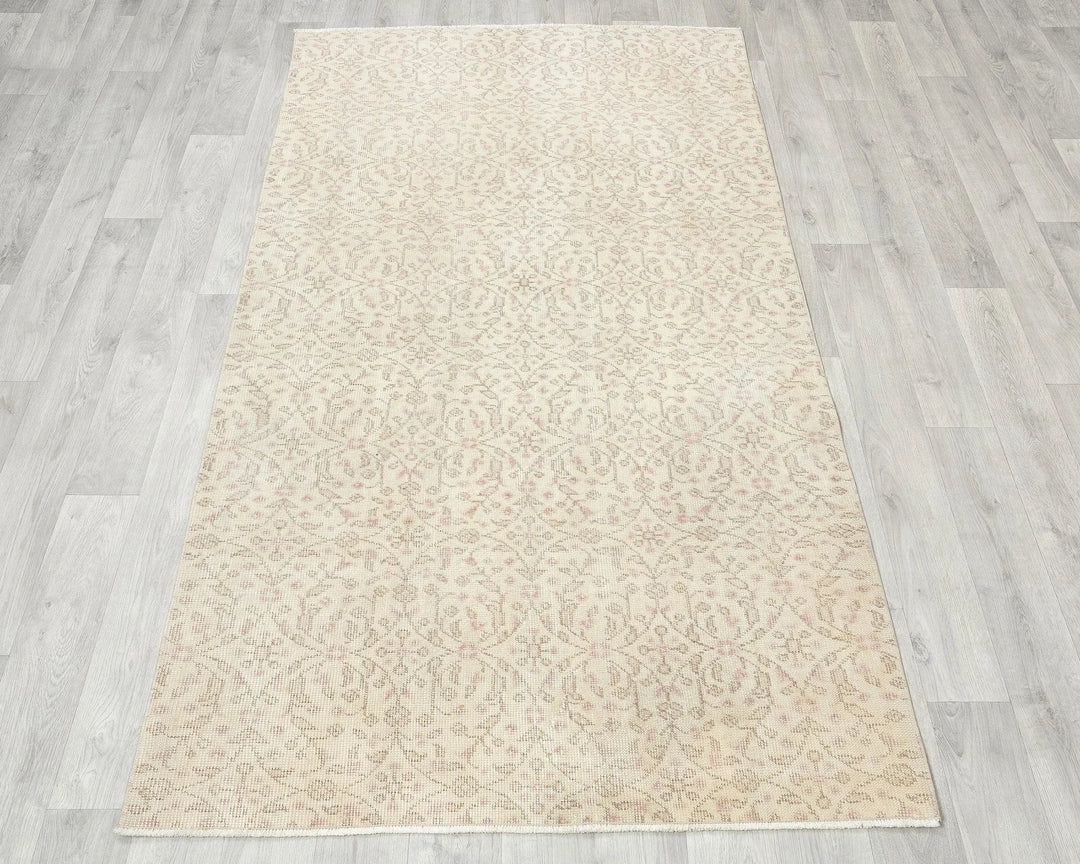 Beige Turkish Oushak Rug 3'8" x 6'7" Hand-Knotted | No. VR95336