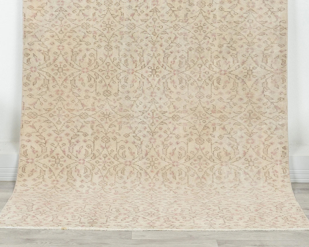 Beige Turkish Oushak Rug 3'8" x 6'7" Hand-Knotted | No. VR95336