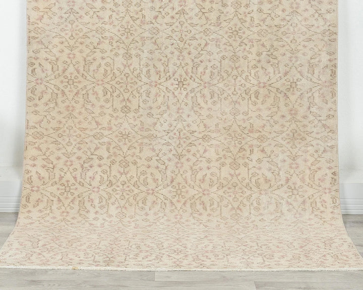 Beige Turkish Oushak Rug 3'8" x 6'7" Hand-Knotted | No. VR95336